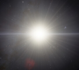 Sun rays and stars 3d illustration background