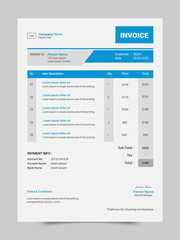 Corporate Invoice or Business Price receipt template, payment agreement template, Invoice bill template, and Invoice document template Design