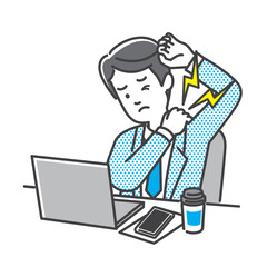 パソコン作業で肩こりがつらい男性会社員