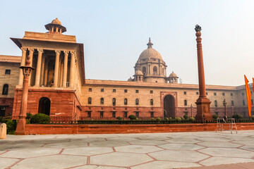Exterior of the government buildings in New Delhi, Delhi, North India, Asia
