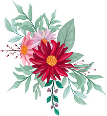 Red Watercolor Flower Arrangement