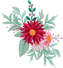 Red Watercolor Flower Arrangement