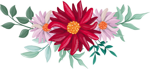 Red Watercolor Flower Arrangement