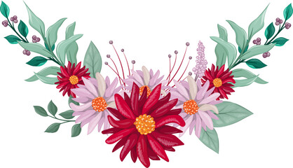 Red Watercolor Flower Arrangement