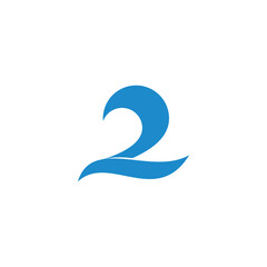 number two linked waves simple logo vector