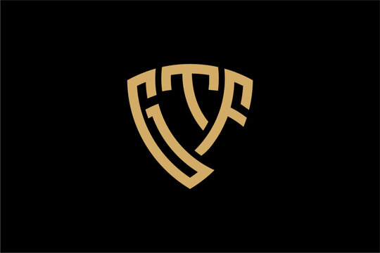 GTF creative letter shield logo design vector icon illustration