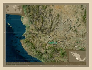 Jalisco, Mexico. High-res satellite. Major cities
