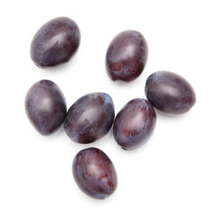 Ripe plum berries isolated on white background.