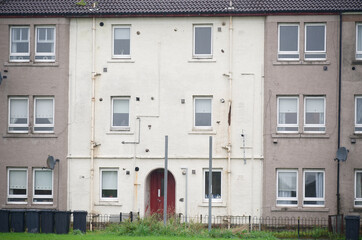 Council flats in poor housing estate with many social welfare issues in LInwood