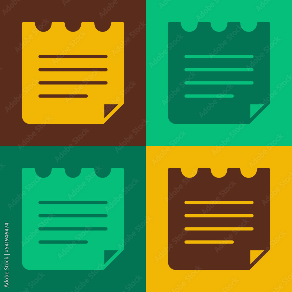 Poster pop art notebook icon isolated on color background. spiral notepad icon. school notebook. writing pa