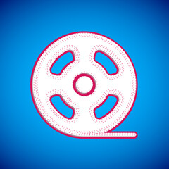 White Film reel icon isolated on blue background. Vector