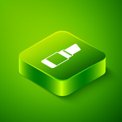 Isometric Lipstick icon isolated on green background. 8 March. International Happy Women Day. Green square button. Vector