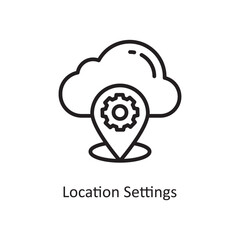 Location Settings Vector Outline Icon Design illustration. Cloud Computing Symbol on White background EPS 10 File