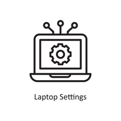 Laptop Settings Vector Outline Icon Design illustration. Cloud Computing Symbol on White background EPS 10 File