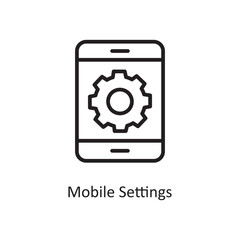 Mobile Settings Vector Outline Icon Design illustration. Cloud Computing Symbol on White background EPS 10 File
