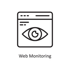 Web Monitoring Vector Outline Icon Design illustration. Cloud Computing Symbol on White background EPS 10 File
