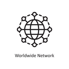 Worldwide Network  Vector Outline Icon Design illustration. Cloud Computing Symbol on White background EPS 10 File