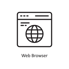 Web Browser Vector Outline Icon Design illustration. Cloud Computing Symbol on White background EPS 10 File