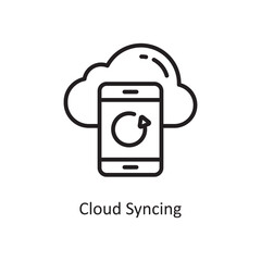 Cloud Syncing Vector Outline Icon Design illustration. Cloud Computing Symbol on White background EPS 10 File