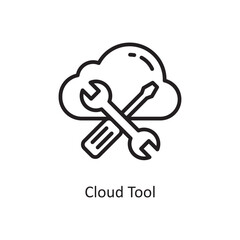 Cloud Tool Vector Outline Icon Design illustration. Cloud Computing Symbol on White background EPS 10 File