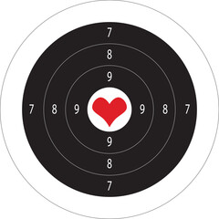 Target heart love vector with numbers for shooting range. A round target with a marked bull's-eye for shooting practice on the shooting range illustration - 541948279