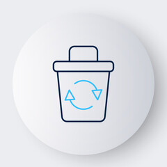 Line Recycle bin with recycle symbol icon isolated on white background. Trash can icon. Garbage bin sign. Recycle basket sign. Colorful outline concept. Vector