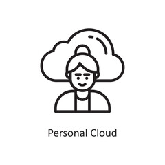 Cloud user Vector Outline Icon Design illustration. Cloud Computing Symbol on White background EPS 10 File