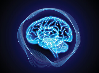 Technology and science illustration of a network of intelligence connections in the human brain. medical use Education and Commerce.