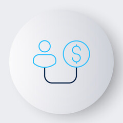 Line Human and money icon isolated on white background. Concept of attracting investments. Big business profit attraction and success. Colorful outline concept. Vector