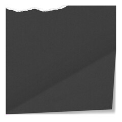 Black bent torn paper. Clean square note. Background for a note