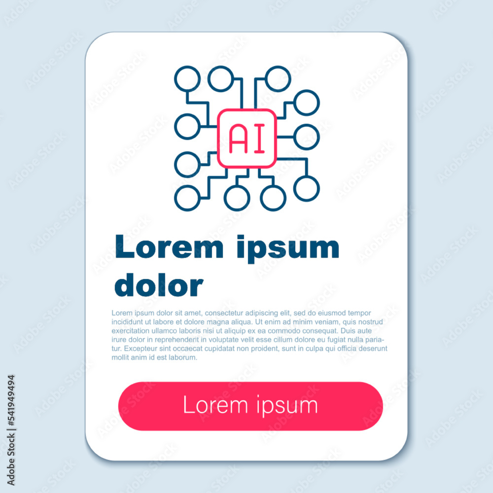 Aufkleber line neural network icon isolated on grey background. artificial intelligence ai. colorful outline c