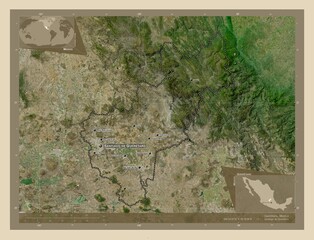 Queretaro, Mexico. High-res satellite. Labelled points of cities