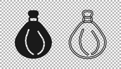 Black Garbage bag icon isolated on transparent background. Vector