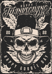Thanksgiving Day monochrome poster vintage
