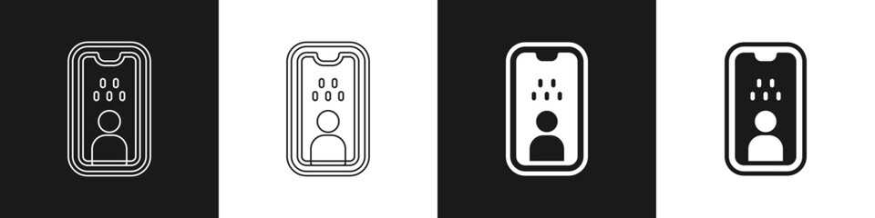 Set Taxi driver license icon isolated on black and white background. Vector