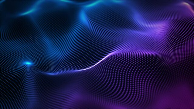 Abstract digital particle wave and lights background ,technology and futuristic concept, Digital technology, Social network connections, Animation digital data cyber or technology background concept.