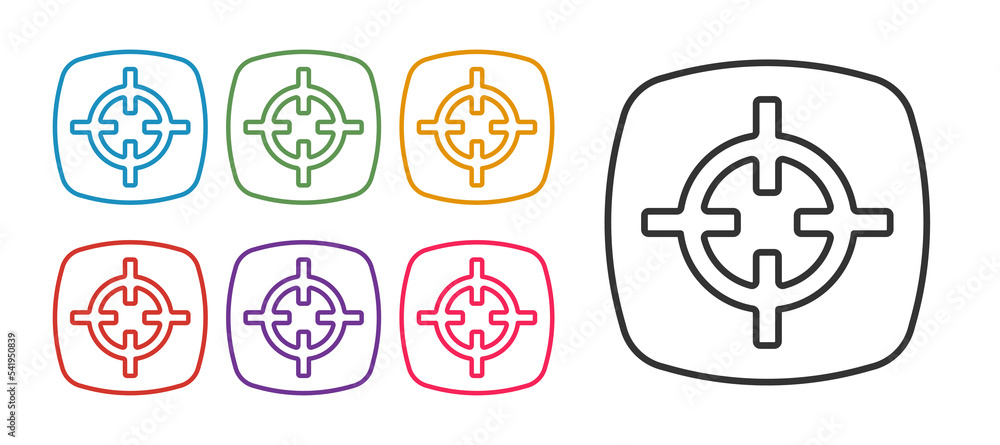 Poster set line target sport icon isolated on white background. clean target with numbers for shooting rang