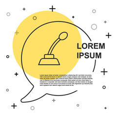 Black line Microphone icon isolated on white background. On air radio mic microphone. Speaker sign. Random dynamic shapes. Vector