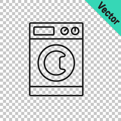 Black line Washer icon isolated on transparent background. Washing machine icon. Clothes washer - laundry machine. Home appliance symbol. Vector