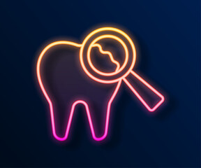 Glowing neon line Broken tooth icon isolated on black background. Dental problem icon. Dental care symbol. Vector