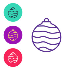 Set line Christmas ball icon isolated on white background. Merry Christmas and Happy New Year. Set icons colorful. Vector