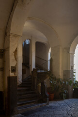 old tipycal interior staircase of aversa