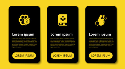 Fototapeta premium Set Bee and honeycomb, Book about bee and Sale of. Business infographic template. Vector