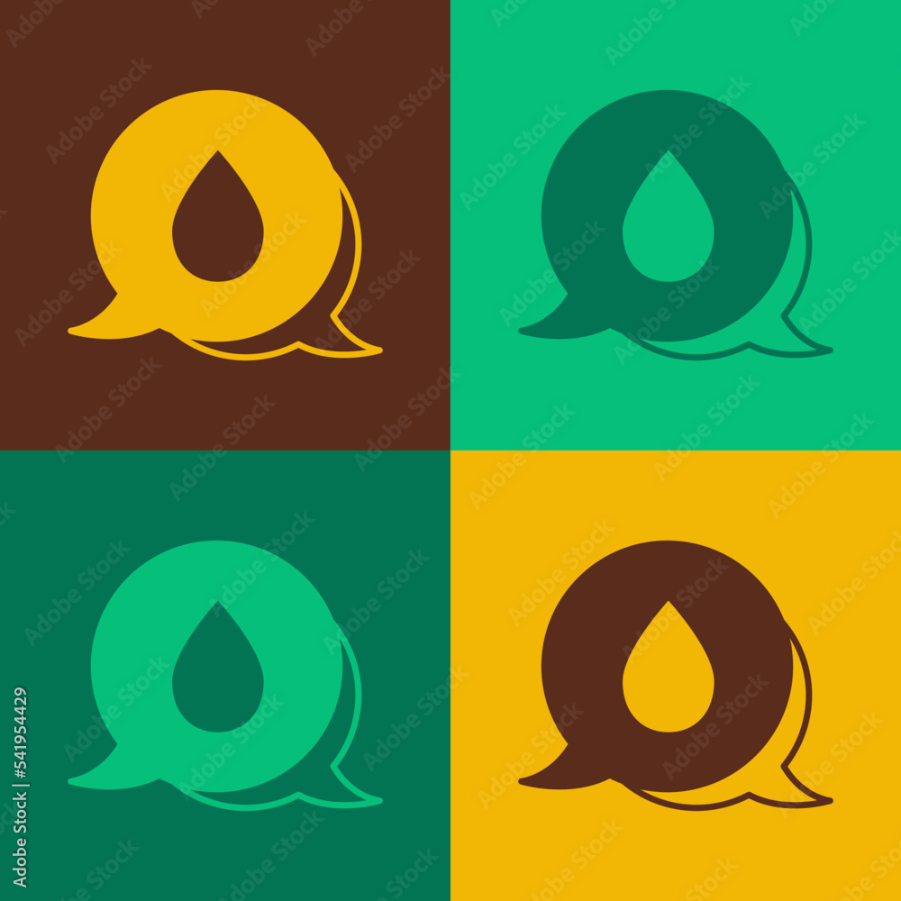 Poster pop art water drop with speech bubbles icon isolated on color background. vector