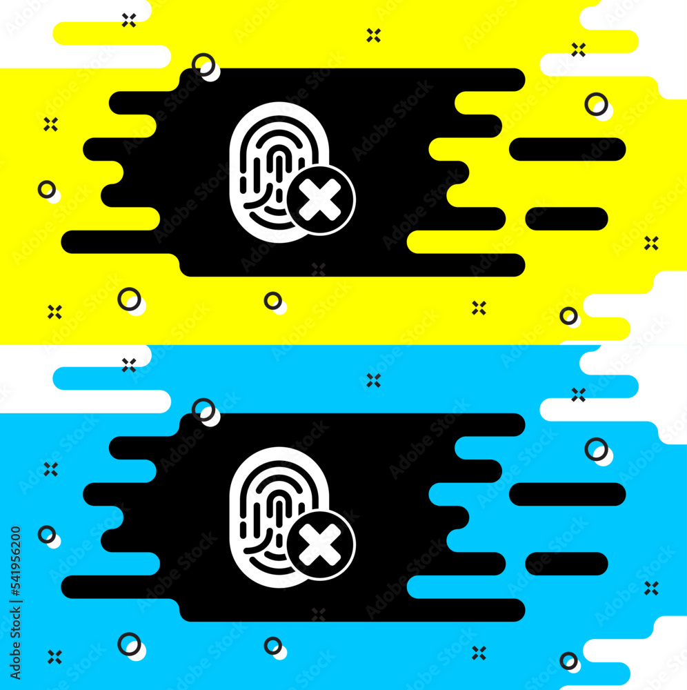 Poster white cancelled fingerprint icon isolated on black background. access denied for user concept. error