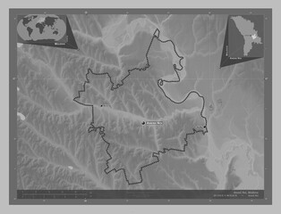 Anenii Noi, Moldova. Grayscale. Labelled points of cities