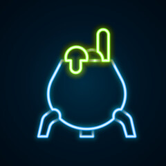 Glowing neon line Witch cauldron icon isolated on black background. Happy Halloween party. Colorful outline concept. Vector