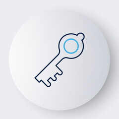 Line Old magic key icon isolated on white background. Colorful outline concept. Vector