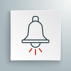 Line Ringing alarm bell icon isolated on white background. Fire alarm system. Service bell, handbell sign, notification symbol. Colorful outline concept. Vector