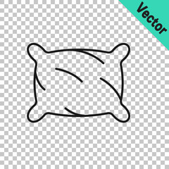 Black line Rectangular pillow icon isolated on transparent background. Cushion sign. Orthopedic pillow. Vector